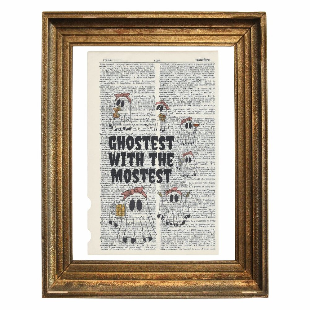 Vintage Dictionary Art Print Wall Hanging Ghostest With The Modest Drinking mq
